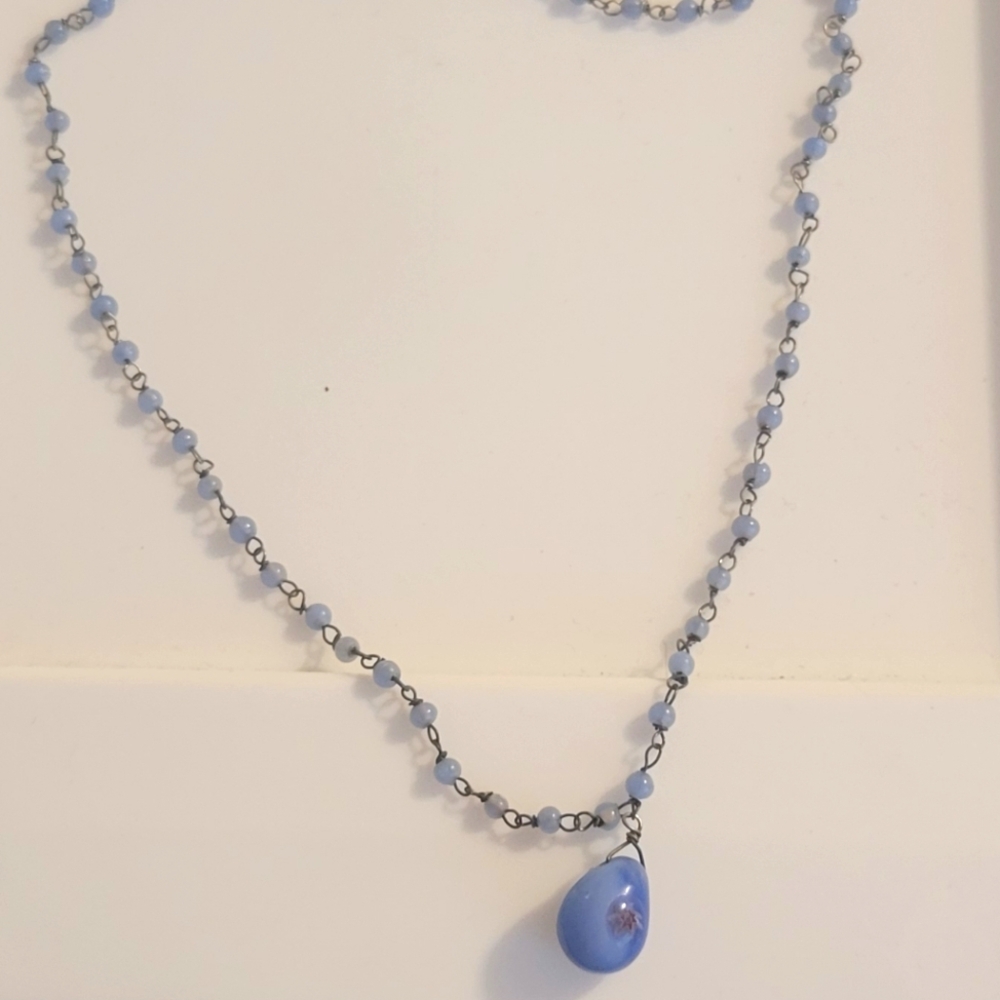 Vintagr Whinsigoth Blue Glass Beaded Necklace